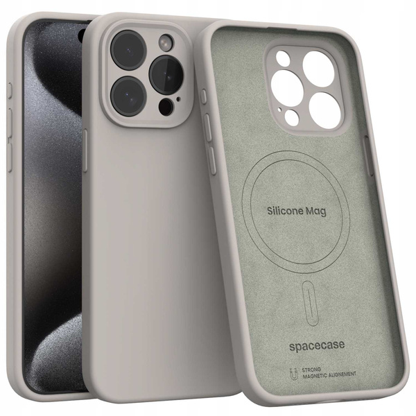 Spacecase Etui Silicone Mag iPhone 15 Pro Max stone