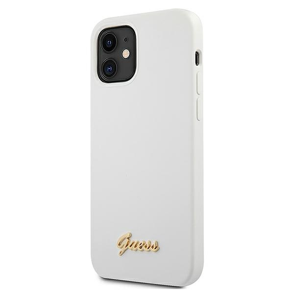 Guess GUHCP12SLSLMGWH iPhone12 mini 5,4" biały/white hardcase Metal Logo Script