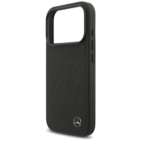 Etui Mercedes Leather Large Laurel Leave MagSafe do iPhone 17 Pro czarny