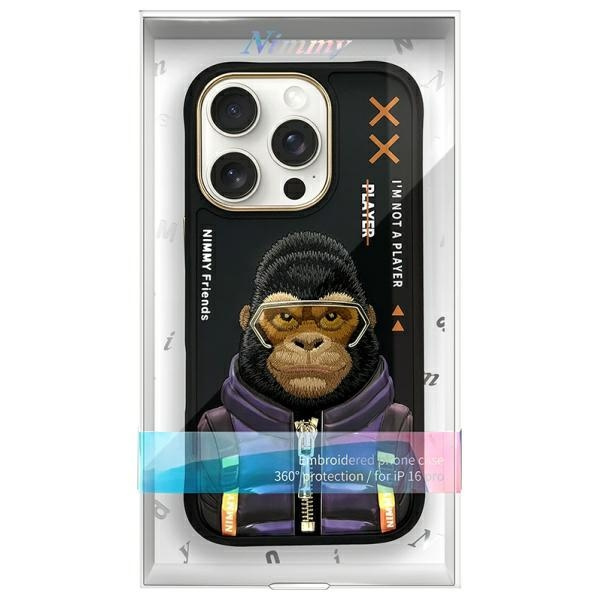 Nimmy etui iPhone 16 Pro Max 6.9"         czarny/black Cool&Cute 2.0 Monkey