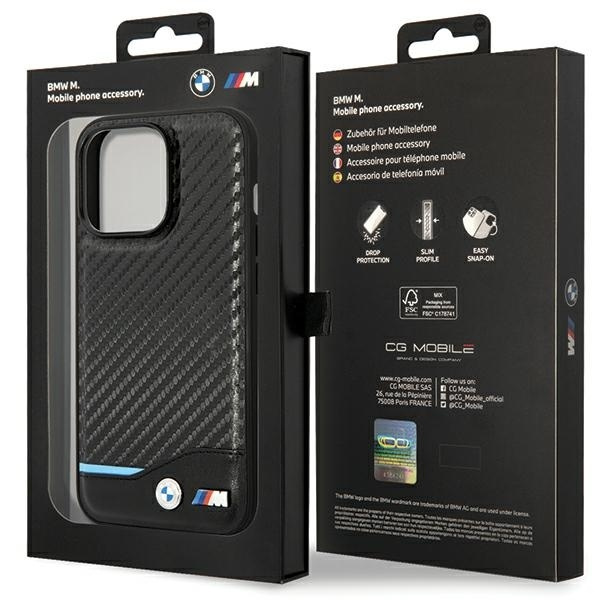 Etui BMW Leather Carbon na iPhone 13 Pro / iPhone 13 - czarne