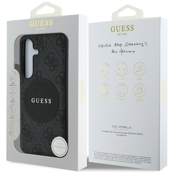 Etui Guess 4G Round Patch Classic Logo MagSafe do Samsung Galaxy S25+ czarny