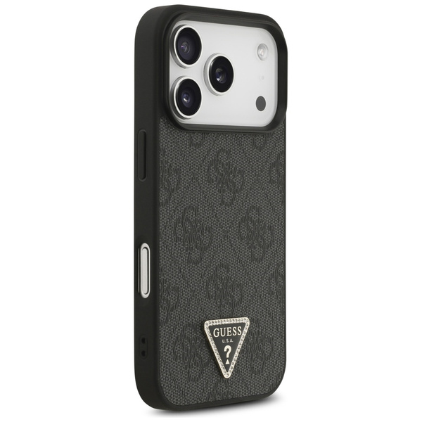 Etui Guess Leather 4G Triangle Strass    MagSafe do iPhone 17 Pro czarny