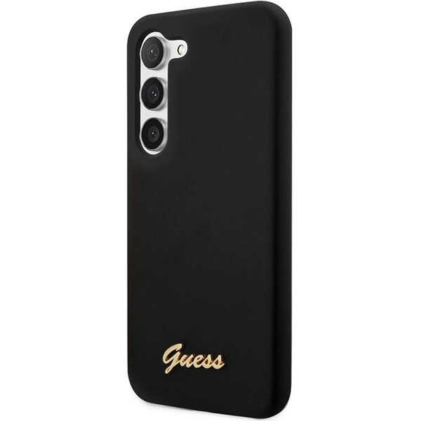 Guess GUHCS23SSLSMK S23 S911czarny/black hardcase Silicone Vintage Gold Logo