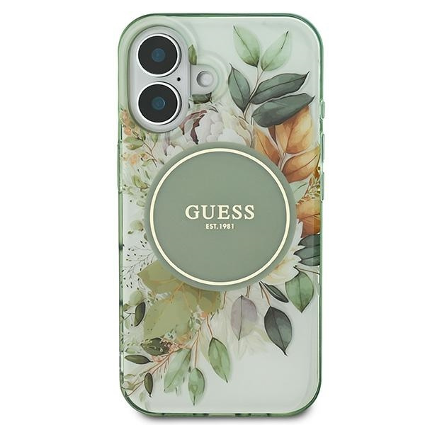 Guess GUHMP16MHFWBDCEN iPhone 16 Plus6.7" zielony/green hardcase IML Flower & Tonal Circle MagSafe