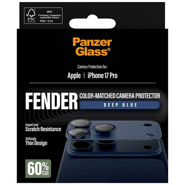 Szkło hartowane na obiektyw PanzerGlass Fender Camera Protector do iPhone 17 Pro niebieski