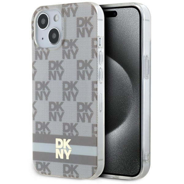 DKNY DKHMP15SHCPTSE iPhone 15 / 14 / 136.1" beżowy/beige hardcase IML Checkered Mono Pattern & Printed Stripes MagSafe