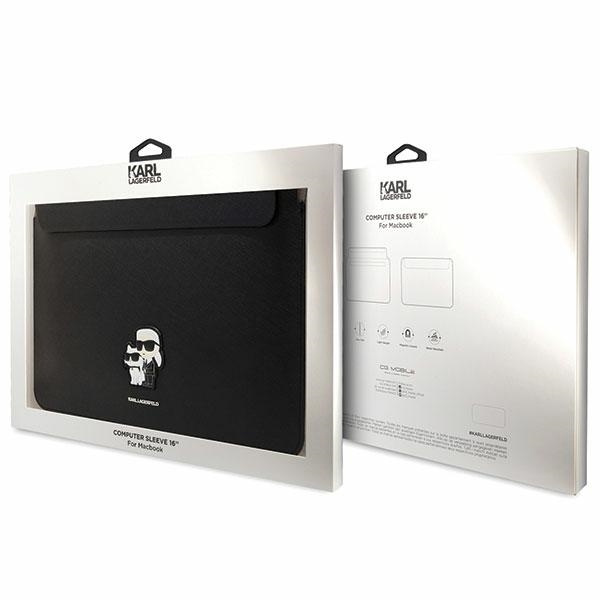 Karl Lagerfeld Saffiano Karl&amp;Choupette case for a 16" laptop - black