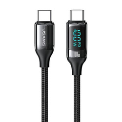 USAMS KABEL PLECIONY U78 USB-C NA USB-C LED 3M 100W FAST CHARGING CZARNY /BLACK SJ559USB01 (US-SJ559)