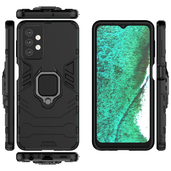 RING ARMOR CASE KICKSTAND TOUGH RUGGED COVER FOR SAMSUNG GALAXY A32 5G BLACK