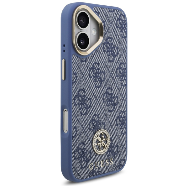 Etui Guess 4G Strass Logo & Big Strap    Metal Buttons MagSafe do iPhone 17 niebieski