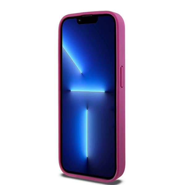 DKNY DKHMP15LPSHRPSP iPhone 15 Pro6.1" różowy/pink hardcase Leather Monogram Pattern Metal Logo MagSafe