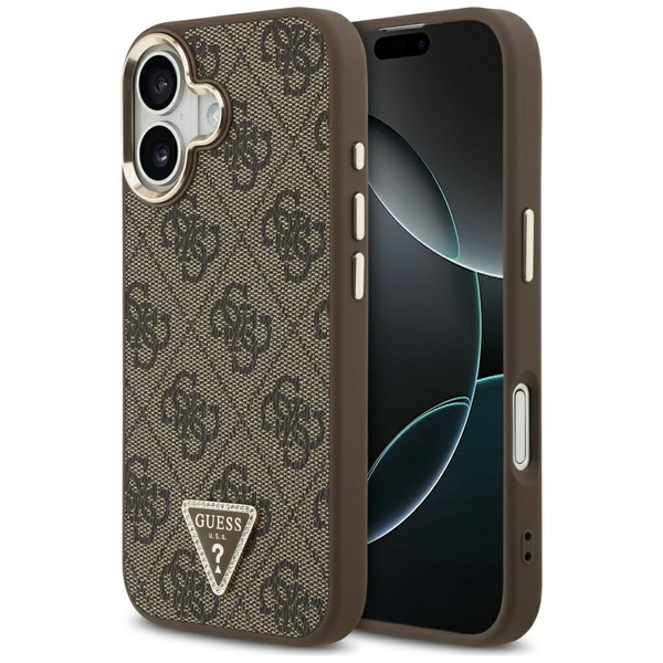 Etui Guess 4G Triangle Logo MagSafe do   iPhone 17 brązowy złoty
