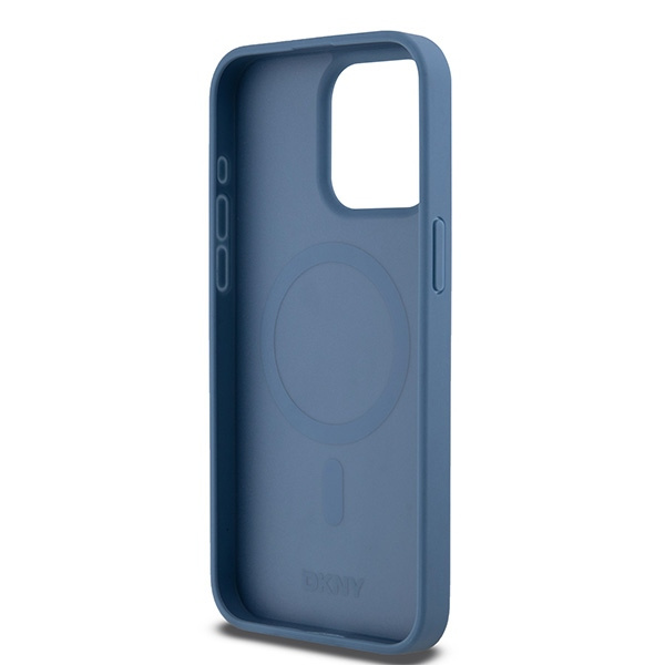 DKNY DKHMP15XPSHRPSB iPhone 15 Pro Max6.7" niebieski/blue hardcase Leather Monogram Pattern Metal Logo MagSafe