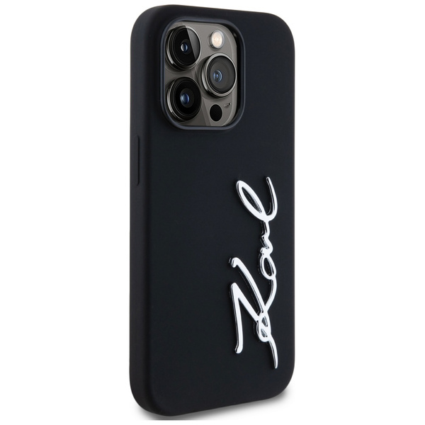 Etui Karl Lagerfeld Silicone Metal        Script Logo do iPhone 14 Pro czarny