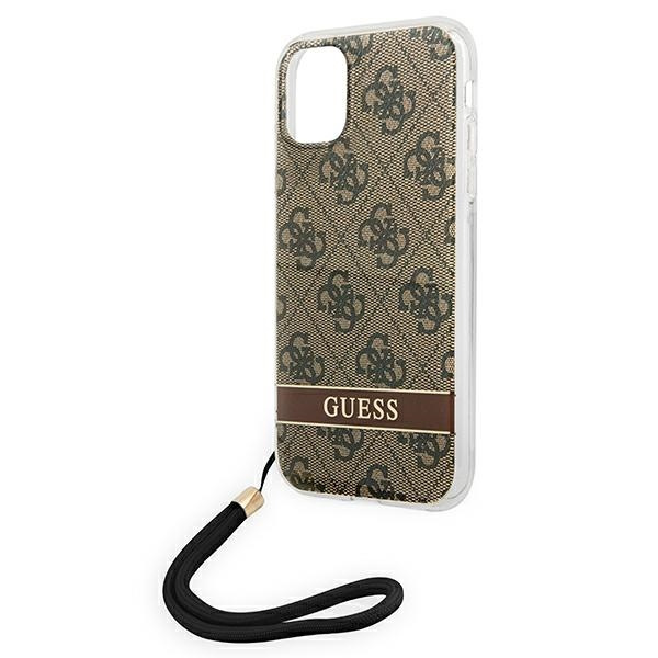 Guess GUOHCN61H4STW iPhone 11brązowy/brown hardcase 4G Print Strap