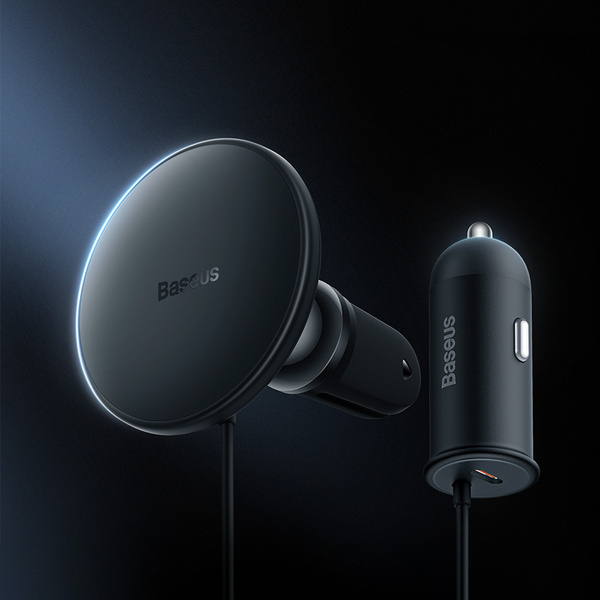 BASEUS WIRELESS CAR CHARGER WITH MAGSAFE 15W HOLDER FOR AIR VENT + USB TYPE C 25W WHITE (CW01)