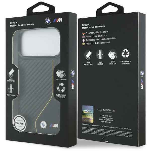 Etui BMW M Carbon Line & Logo MagSafe do iPhone 17 Pro Max żółty