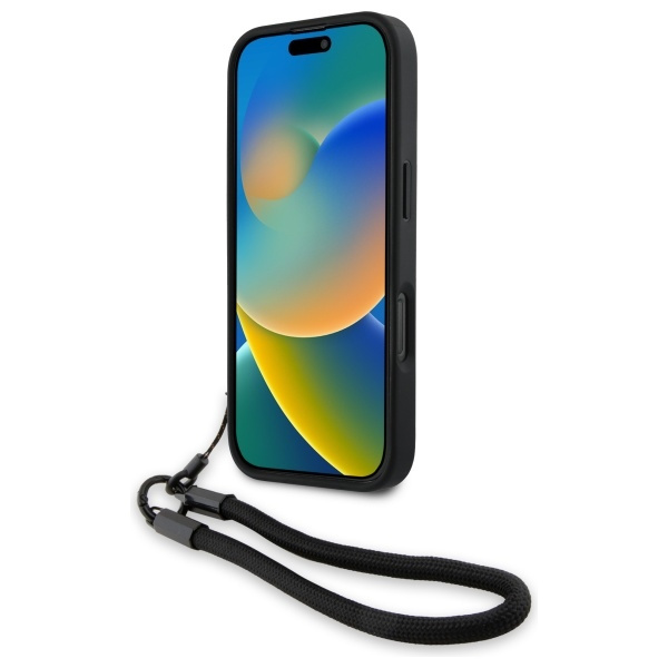 BMW BMHCP16L23RMRLK iPhone 16 Pro 6.3"    czarny/black hardcase Signature Leather Wordmark Cord