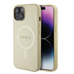 Guess GUHMP15MPSAHMCB iPhone 15 Plus / 14 Plus 6.7" złoty/gold hardcase Saffiano MagSafe