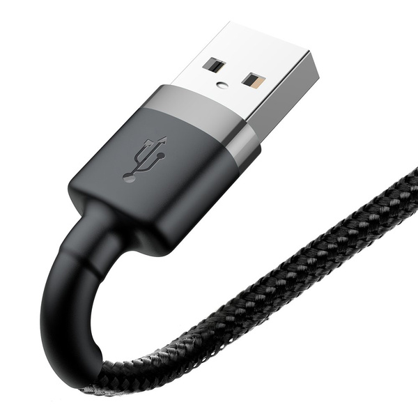 BASEUS CAFULE CABLE DURABLE NYLON BRAIDED WIRE USB / LIGHTNING QC3.0 2A 3M BLACK-GRAY (CALKLF-RG1)