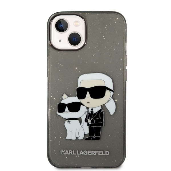 Karl Lagerfeld Glitter Karl&amp;Choupette case for iPhone 14 Plus - black