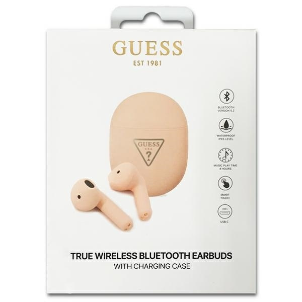 Guess słuchawki Bluetooth GUTWST82TRPTWS + stacja dokująca różowy/pink Triangle Logo