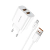 FONENG wall charger EU45 2.4A 12W 2xUSB + cable Micro White