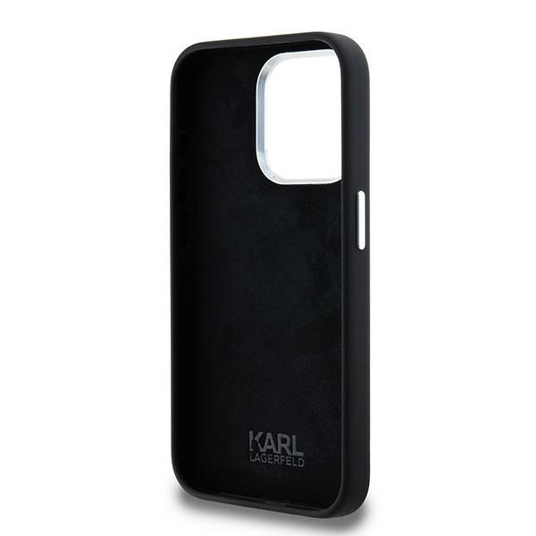 KARL LAGERFELD KLHCP15LSCMSMVK IPHONE 15 PRO 6.1" CZARNY/BLACK HARDCASE SILICONE METAL SCRIPT LOGO