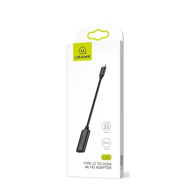 USAMS Adapter U22 USB-C - HDMI 4K HD15cm czarny/black SJ282HD01 (US-SJ282)