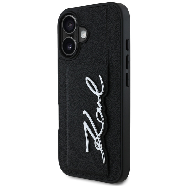 Etui Karl Lagerfeld HC Grained PU         Cardslot Metal Signature do iPhone 16 czarny
