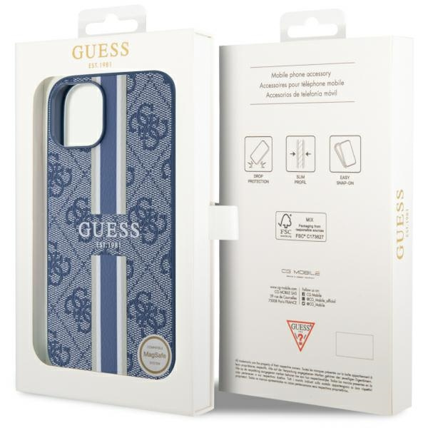 Guess GUHMP14MP4RPSB iPhone 14 Plus/ 15 Plus 6.7" niebieski/blue hardcase 4G Printed Stripes MagSafe