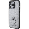 Etui Karl Lagerfeld Fixed Glitter Choupette Logo Metal Pin do iPhone 15 Pro Max - srebrne