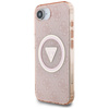Etui Guess IML Metal Glitter 4G Circle   Triangle MagSafe do iPhone 16e różowy
