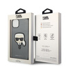 KARL LAGERFELD KLHCP14SSAPKHG IPHONE 14 / 15 / 13 6,1" SREBRNY/SILVER HARDCASE SAFFIANO KARL`S HEAD PATCH