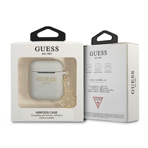 GUESS GUA2LSC4EG AIRPODS 1/2 COVER SZARY/GREY SILICONE CHARM 4G COLLECTION