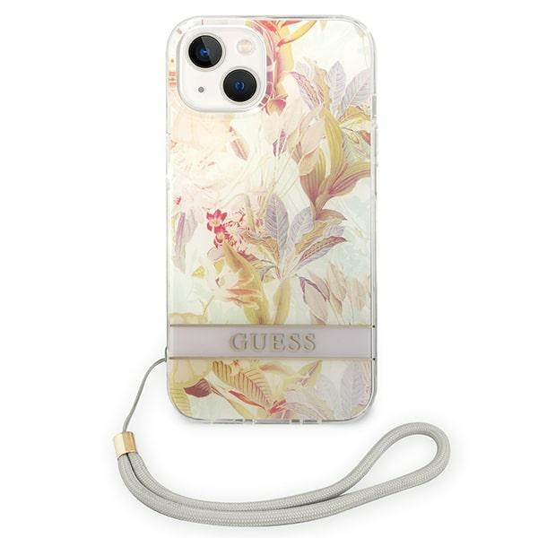 Guess GUOHCP14MHFLSU iPhone 14 Plus / 15 Plus 6.7" fioletowy/purple hardcase Flower Strap