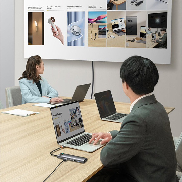 BASEUS METAL GLEAM MULTI-FUNCTIONAL HUB USB TYPE C 12IN1 HDMI / DP / USB TYPE C / MINIJACK 3.5MM / RJ45 / SD (WKWG020213)