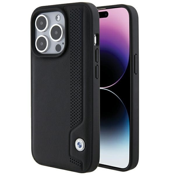 Etui BMW Leather Blue Dots na iPhone 15 Pro - czarne