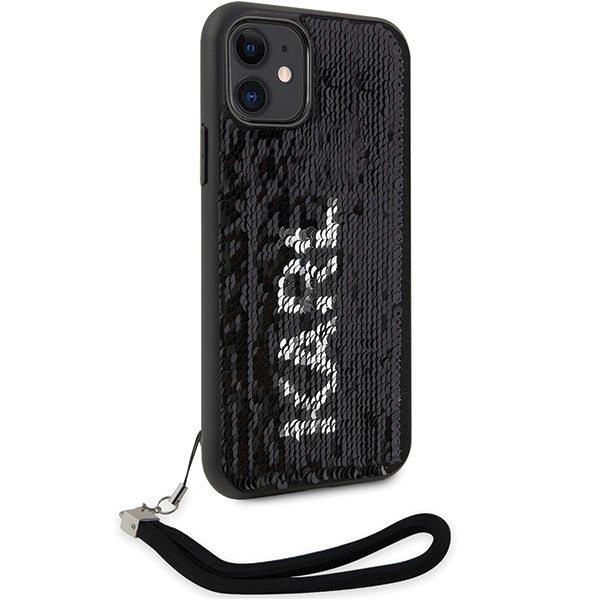 Etui Karl Lagerfeld Sequins Cord na iPhone 11 / Xr - srebrne