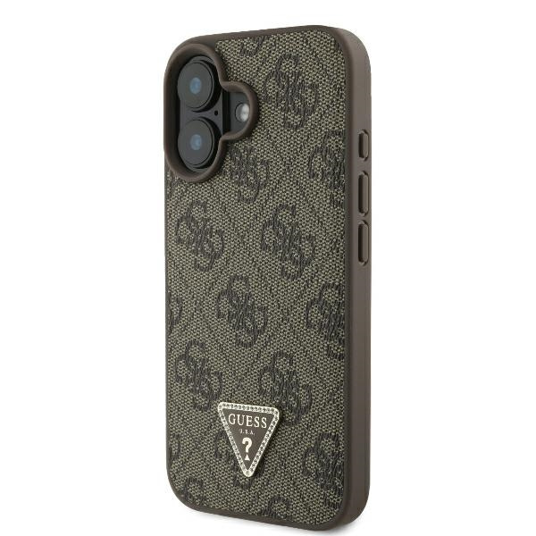 Guess GUHCP16SP4TDPW iPhone 16 6.1" brązowy/brown hardcase Leather 4G Triangle Strass