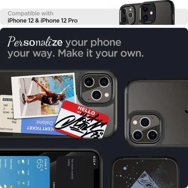 Etui Spigen Ultra Hybrid na iPhone 12 / iPhone 12 Pro - czarny mat