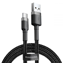 Baseus Cafule Cable wytrzymały nylonowy kabel przewód USB / USB-C QC3.0 2A 2M czarno-szary (CATKLF-CG1)