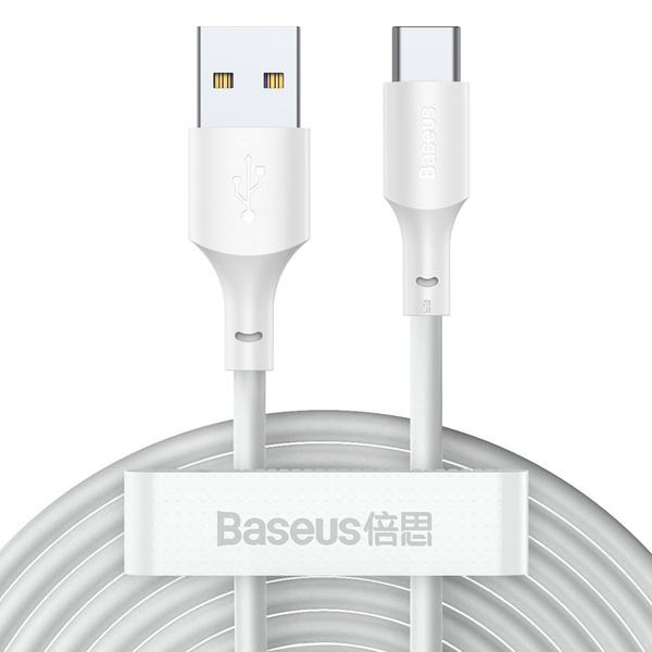 BASEUS 2X SET USB TYP C - LIGHTNING CABLE FAST CHARGING POWER DELIVERY QUICK CHARGE 40 W 5 A 1,5 M WHITE (TZCATZJ-02)