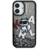 Etui Karl Lagerfeld Liquid Glitter       Choupette Logo do iPhone 16 czarny