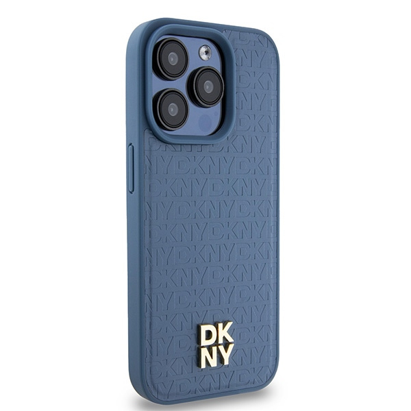 DKNY DKHMP15LPSHRPSB iPhone 15 Pro6.1" niebieski/blue hardcase Leather Monogram Pattern Metal Logo MagSafe