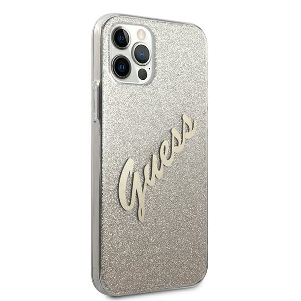 Guess GUHCP12MPCUGLSGO iPhone 12/12 Pro6,1" złoty/gold hardcase Glitter Gradient Script