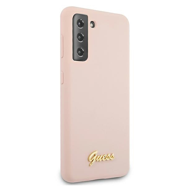 Guess GUHCS21MLSLMGLP S21+ G996różowy/pink hardcase Silicone Script Metal Logo