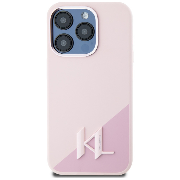 Etui Karl Lagerfeld Silicone Shadow       Metal Initial MagSafe do iPhone 15 Pro różowy