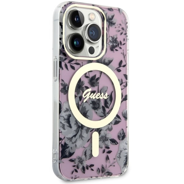 Guess GUHMP14XHCFWSP iPhone 14 Pro Max6.7" różowy/pink hardcase Flower MagSafe